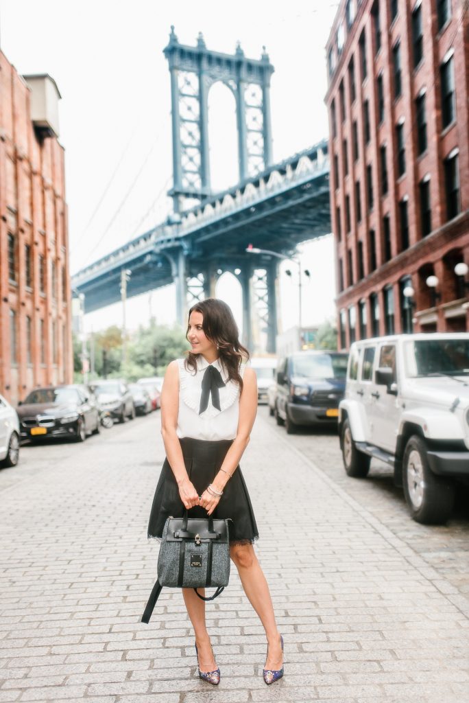 fall outfit | leather skirt | bow tie blouse | Houston Fashion Blogger Lady in Violet