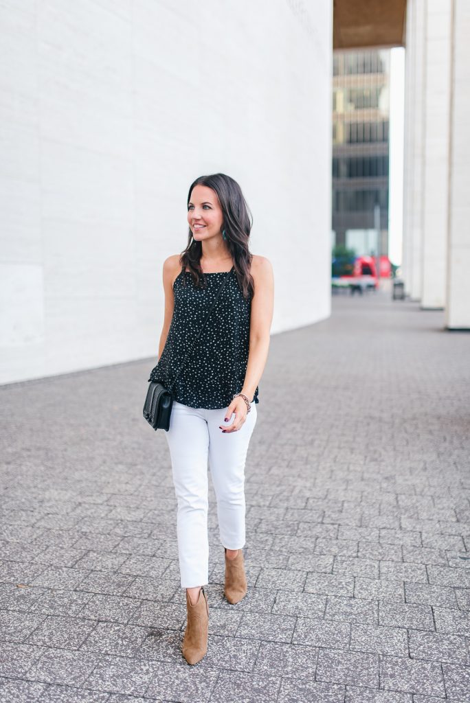 Summer outfit | black cami | white jeans | Houston Fashion Blogger Lady in Violet