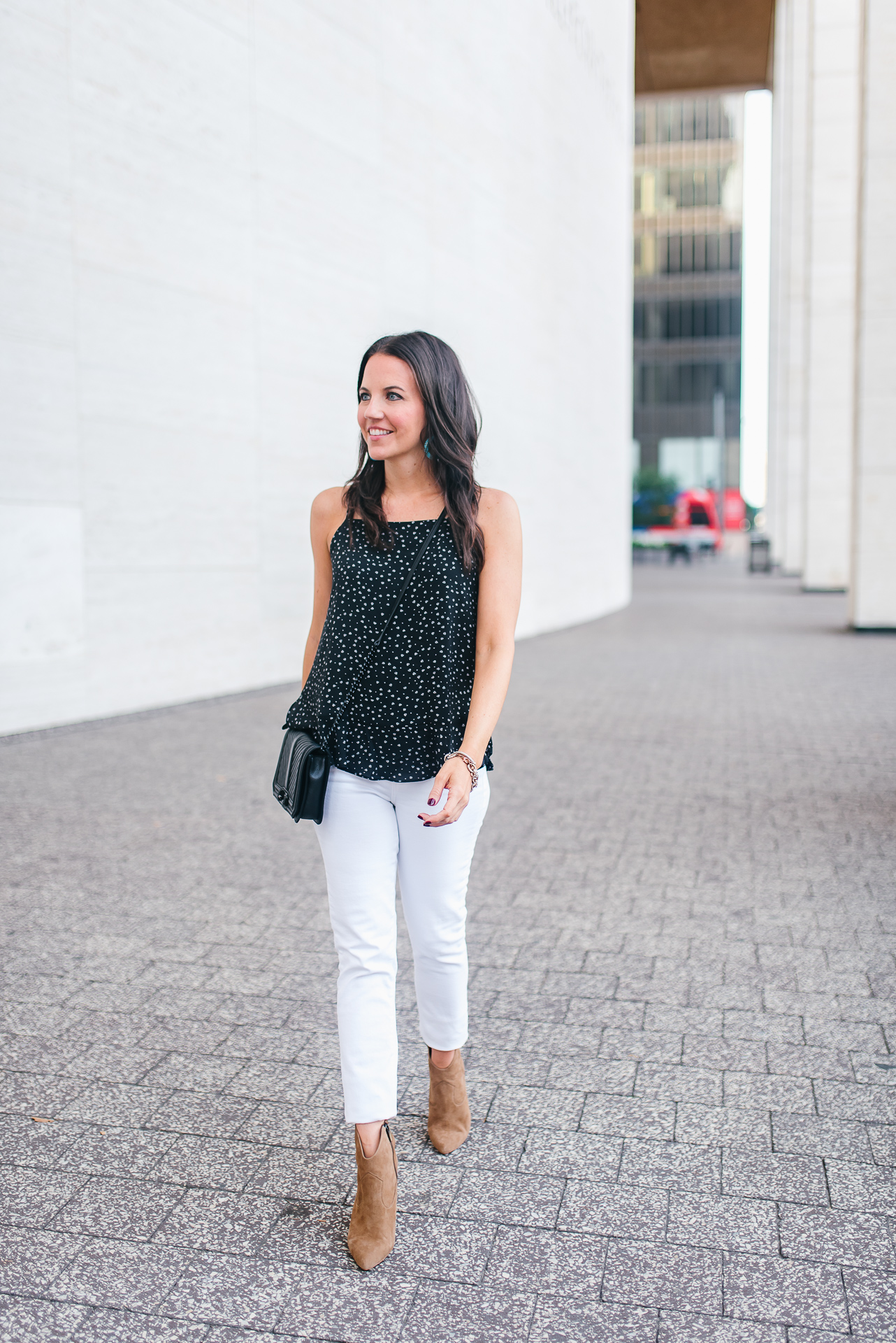 Black Cami & Brown Booties, Lady in Violet, Houston Fashion Blogger
