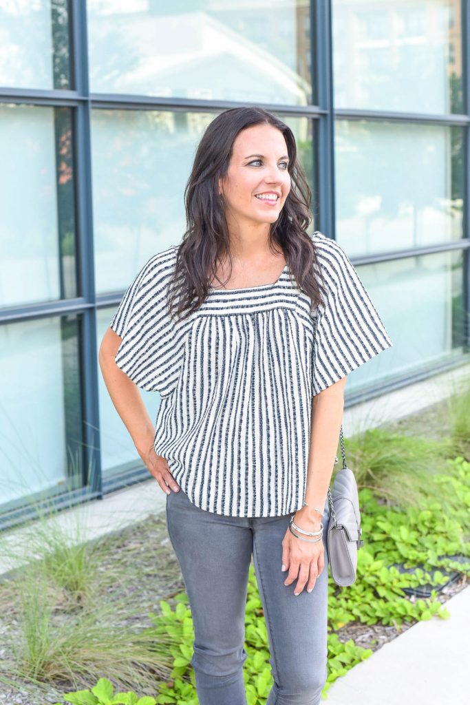 casual outfit | striped top | silver bracelets | Houston Fashion Blogger Lady in Violet