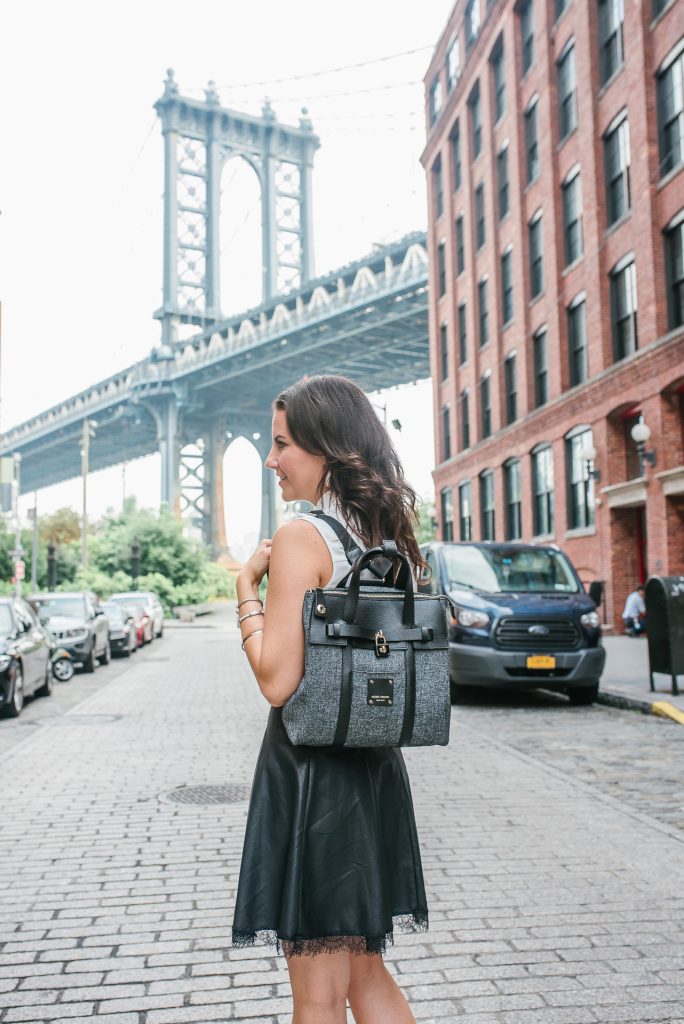 what to wear to nyfw | henri bendel jetsetter | leather skirt | Houston Fashion Blogger Lady in Violet