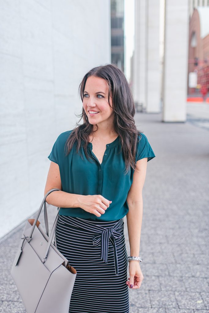 Black and white striped pencil skirt outfit sale