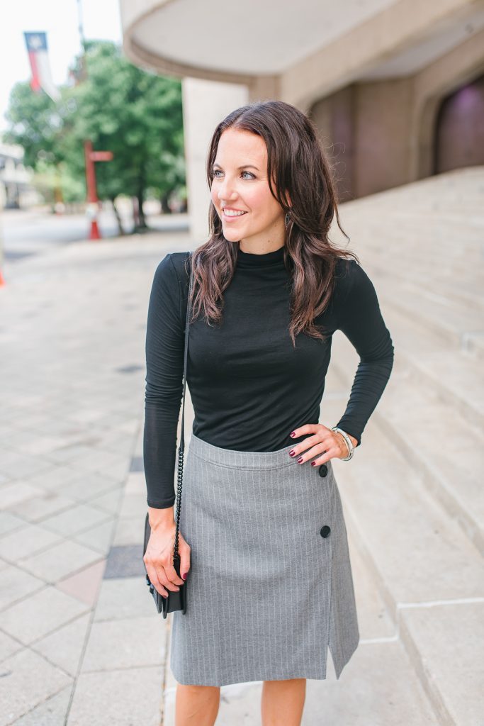 black turtleneck and skirt