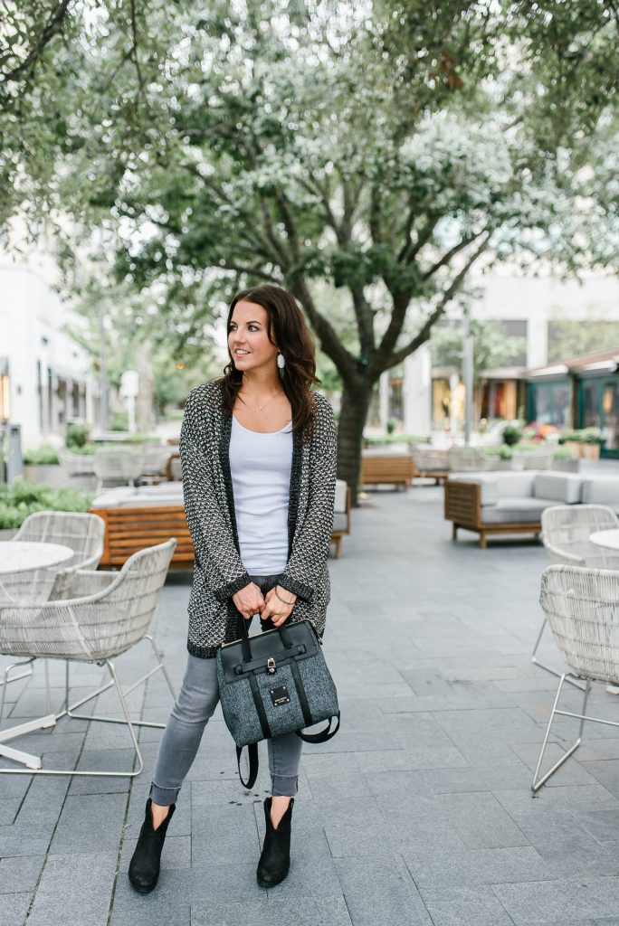 Shades of Gray Cardigan Lady in Violet Houston Fashion Blogger Lady in Violet