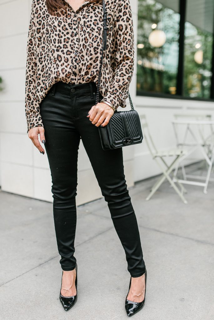 Black jeans store with leopard stripe