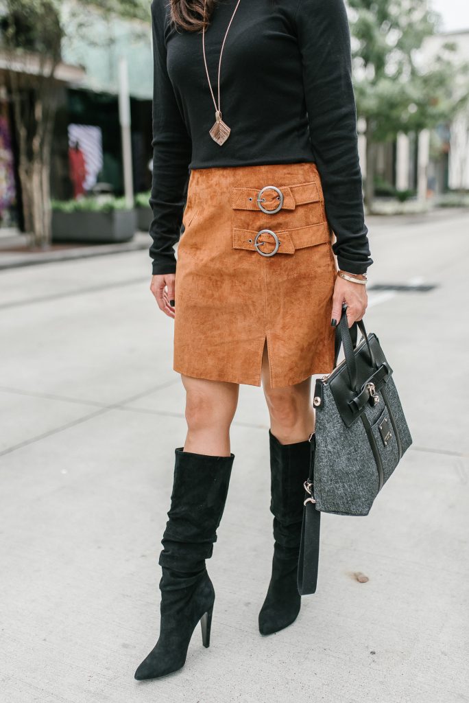 Brown suede skirt mini best sale