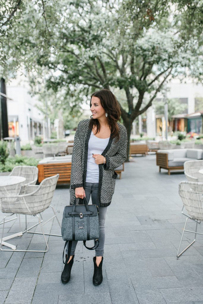 Fall outfit | gray cardigan | gray jeans | Houston Fashion Blogger Lady in Violet