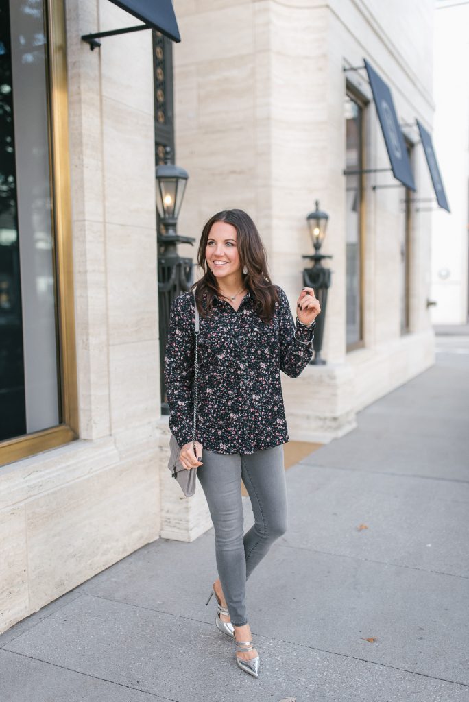 gray heels outfit