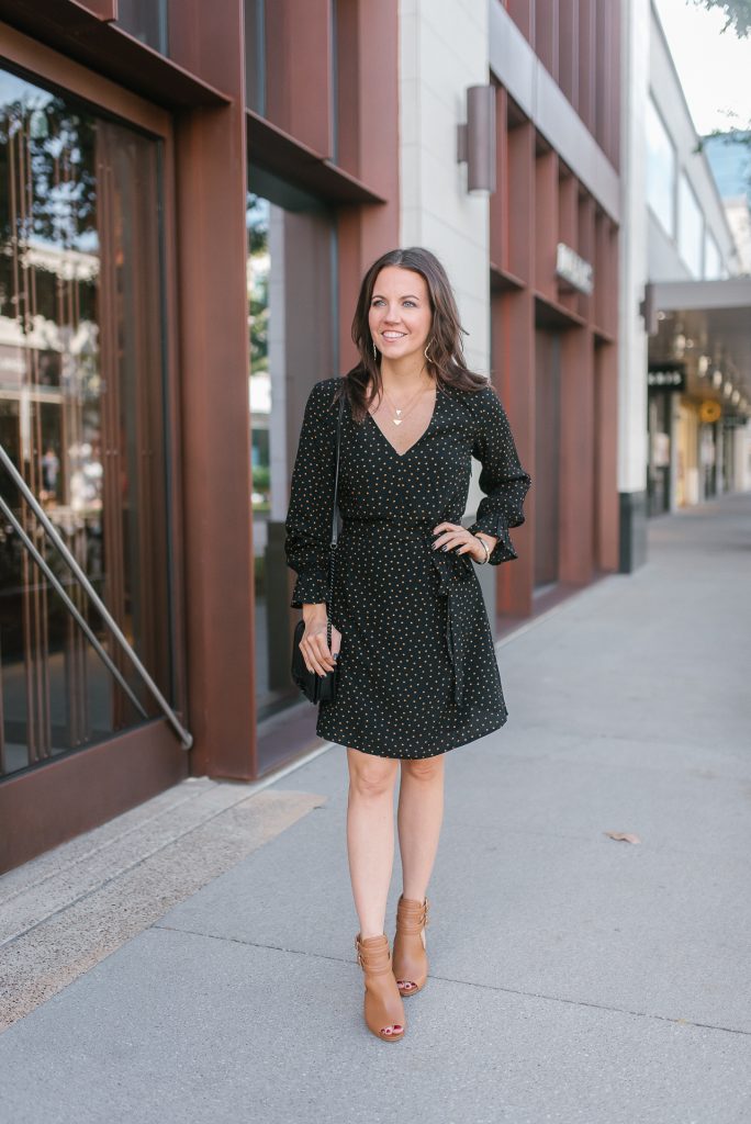 Fall outfit | workwear | black dress | brown booties | Top Houston Fashion Blogger Lady in Violet