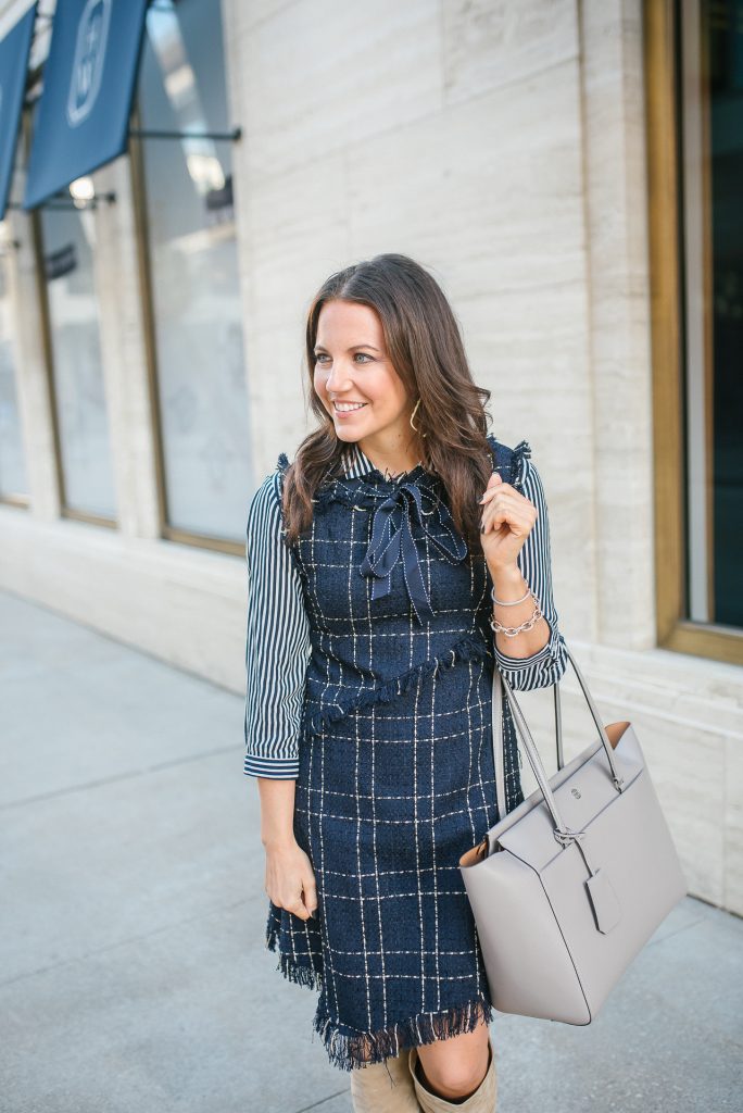 Navy blue clearance tweed dress