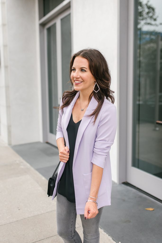 winter outfit | lavender blazer | top petite fashion blogger Lady in Violet