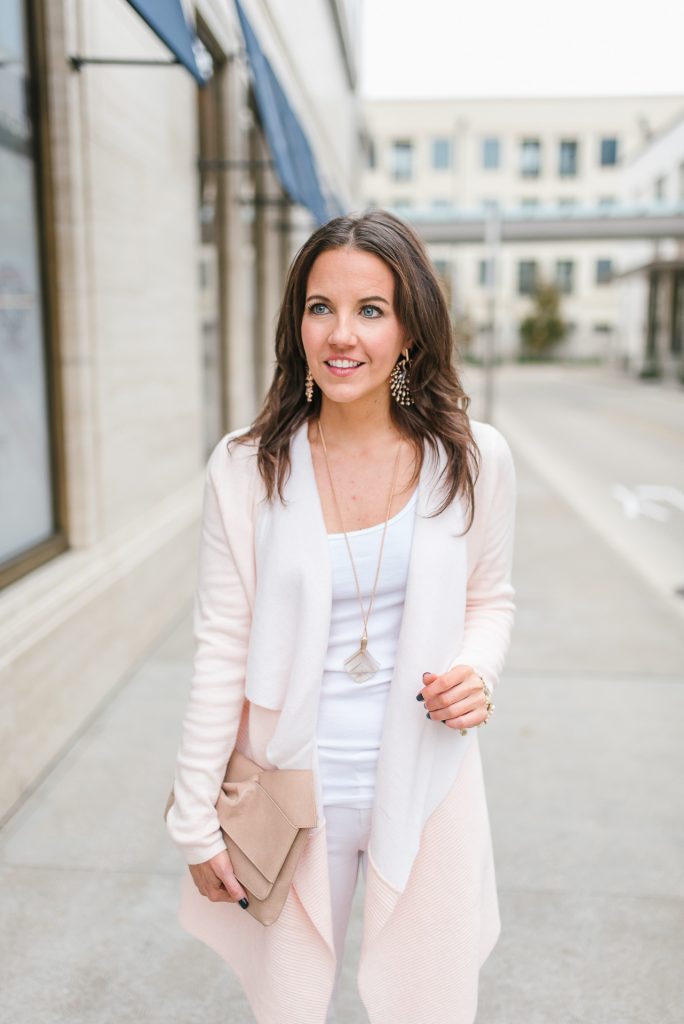 Pink long cardigan outfit sale