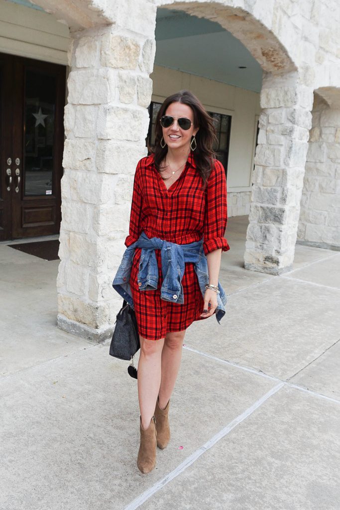 Plaid dress with outlet boots