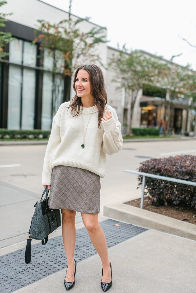 winter workwear | oversized sweater | plaid skirt | Houston Fashion Blogger Lady in Violet