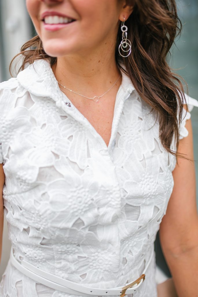 delicate silver jewelry | nashelle necklace | white dress | Houston Fashion Blogger Lady in Violet