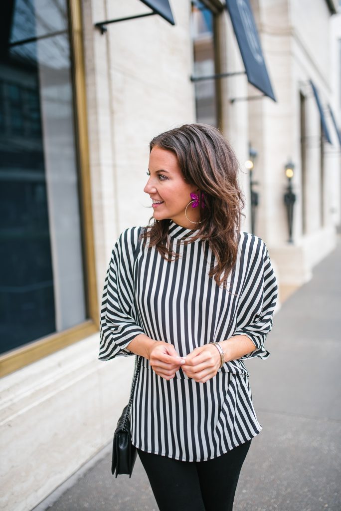 work outfit | black white striped blouse | Houston Fashion Blogger Lady in Violet