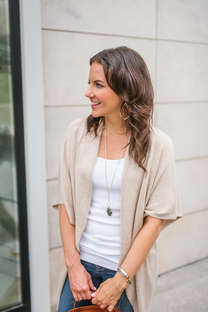 layered spring outfit | short sleeve cardigan | white tank top | Houston Fashion Blogger Lady in Violet