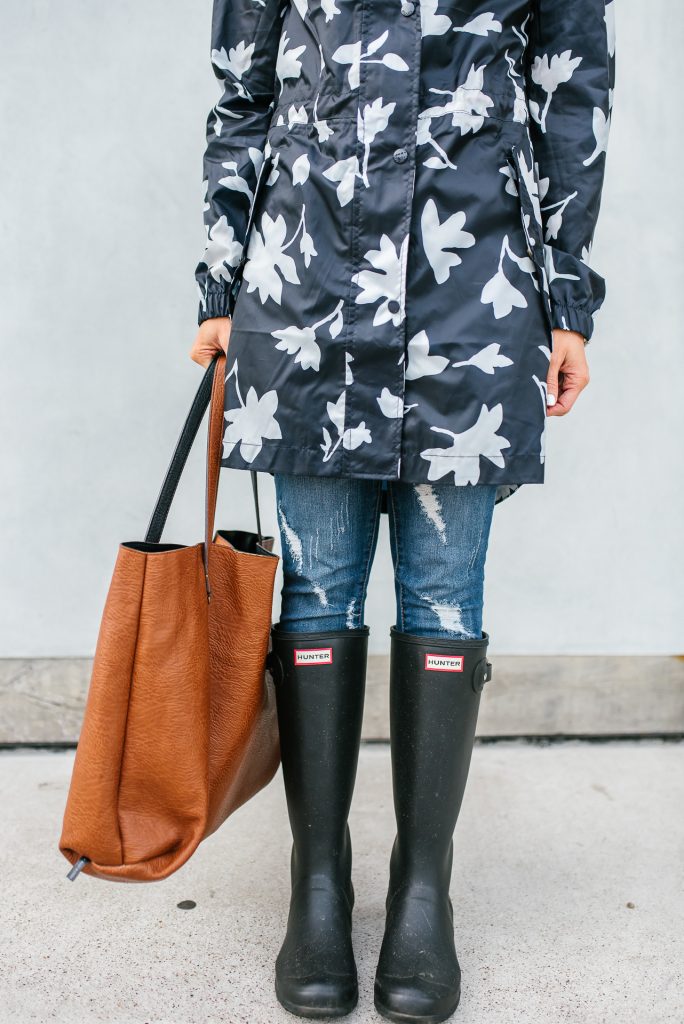 rainy day must haves | lightweight raincoat | black matte rain boots | Houston Fashion Blogger Lady in Violet