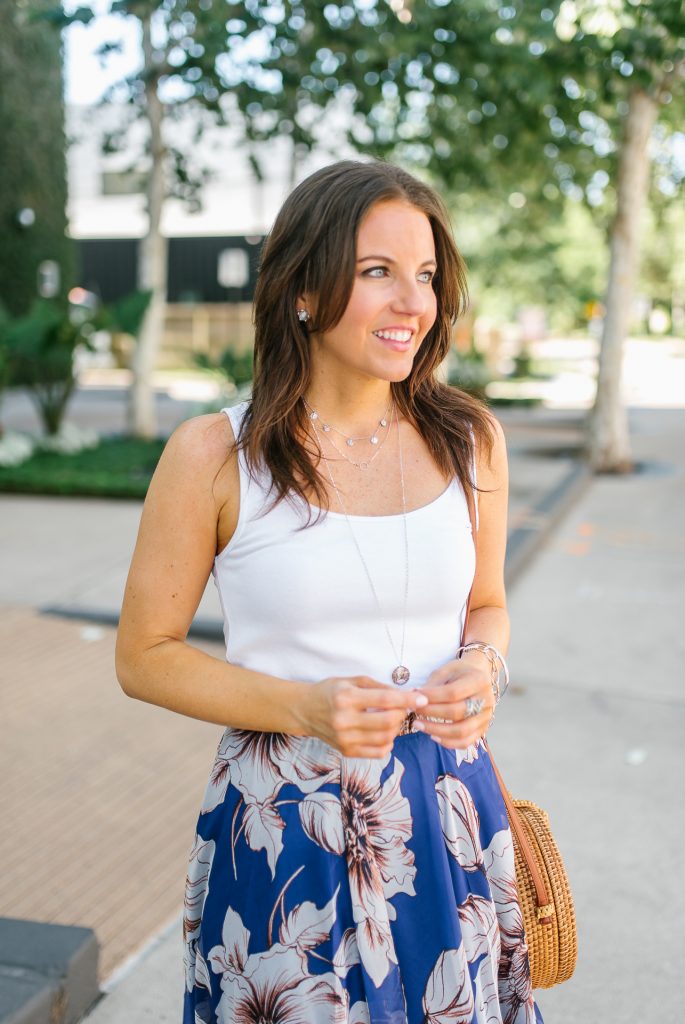 Blue Floral Maxi Skirt Lady in Violet Houston Fashion Blogger Lady in Violet