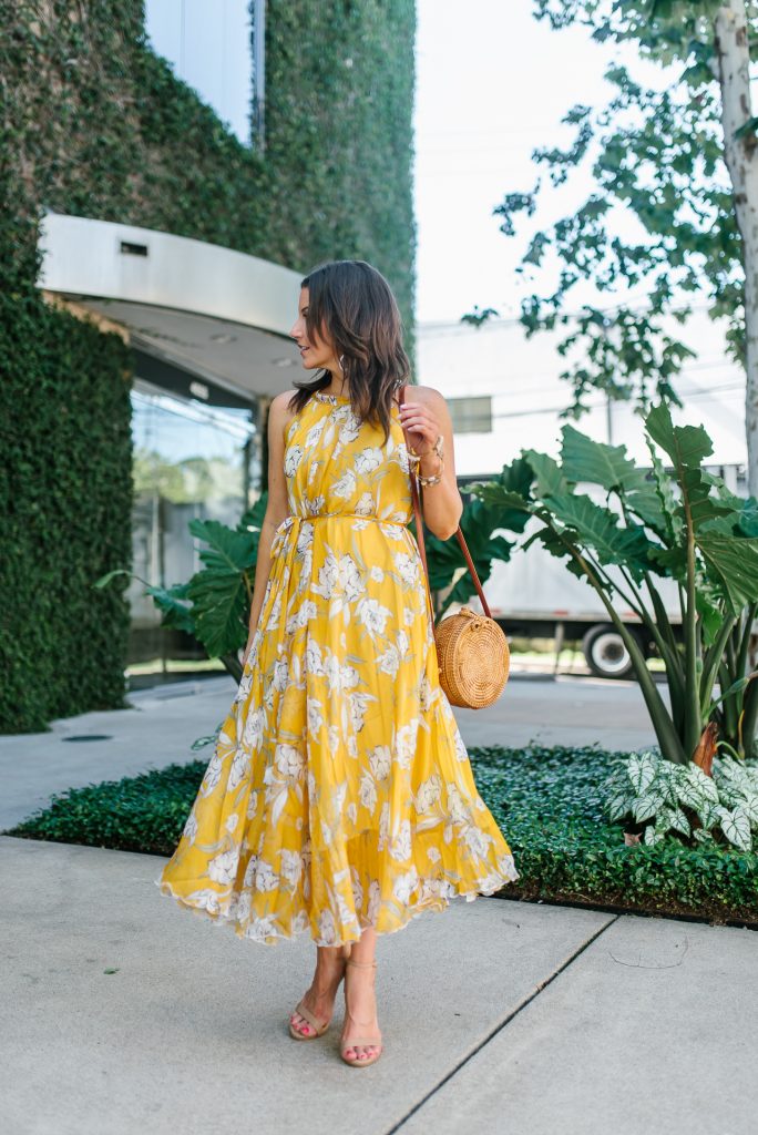 Mustard floral dress hotsell