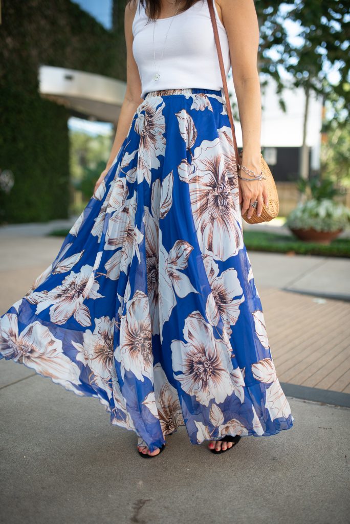 Blue Floral Maxi Skirt, Lady in Violet, Houston Fashion Blogger