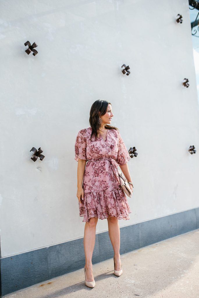 Pink floral shop dress outfit