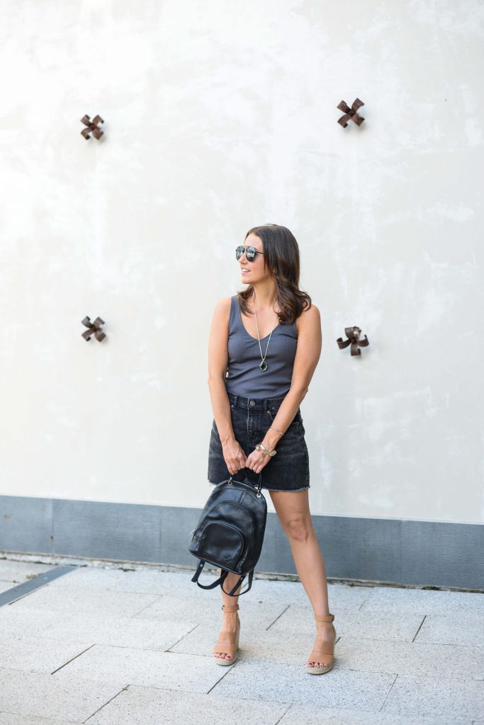 summer outfit | dark gray tank top | black mini skirt | Affordable Fashion Blogger Lady in Violet