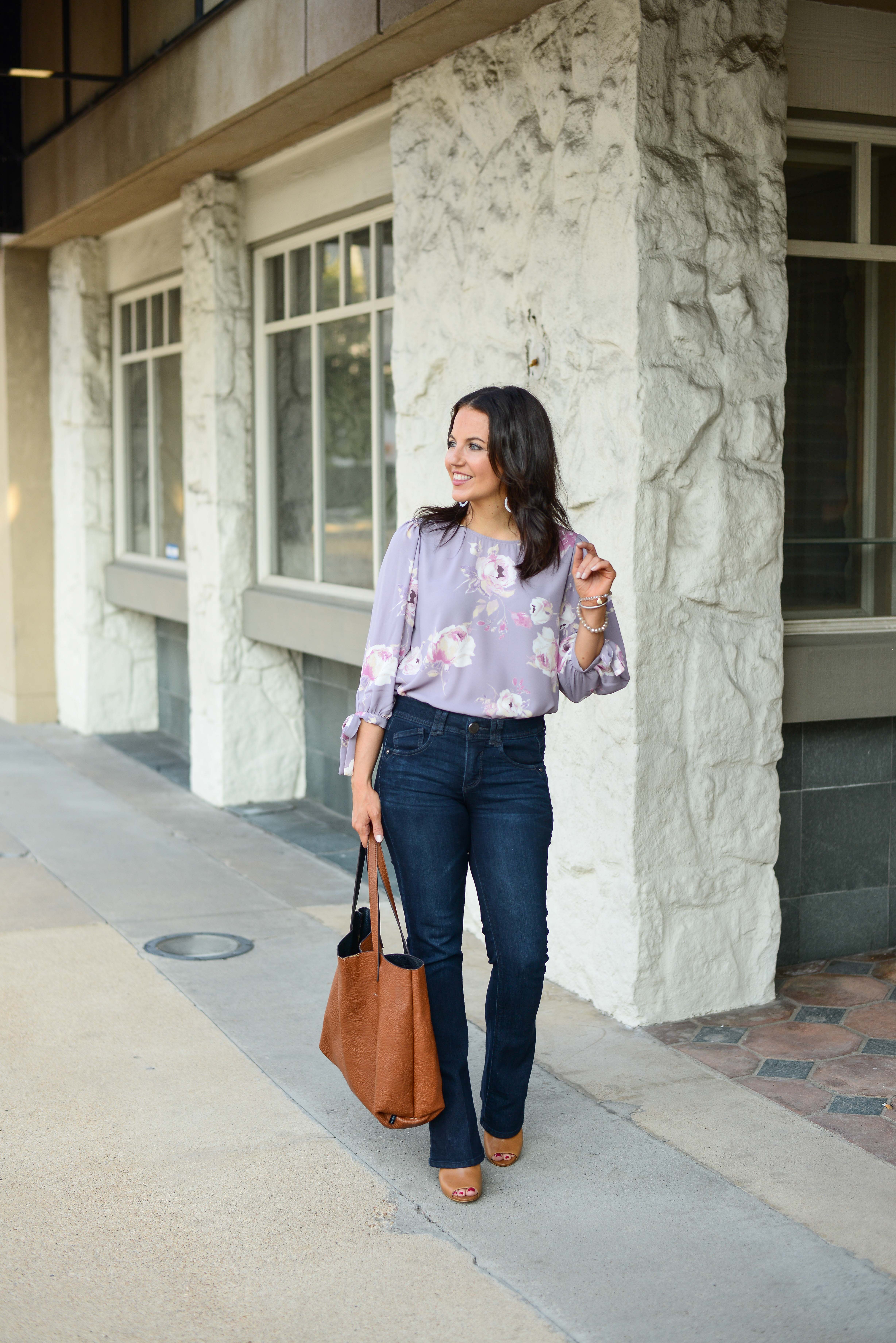lavender jeans outfit