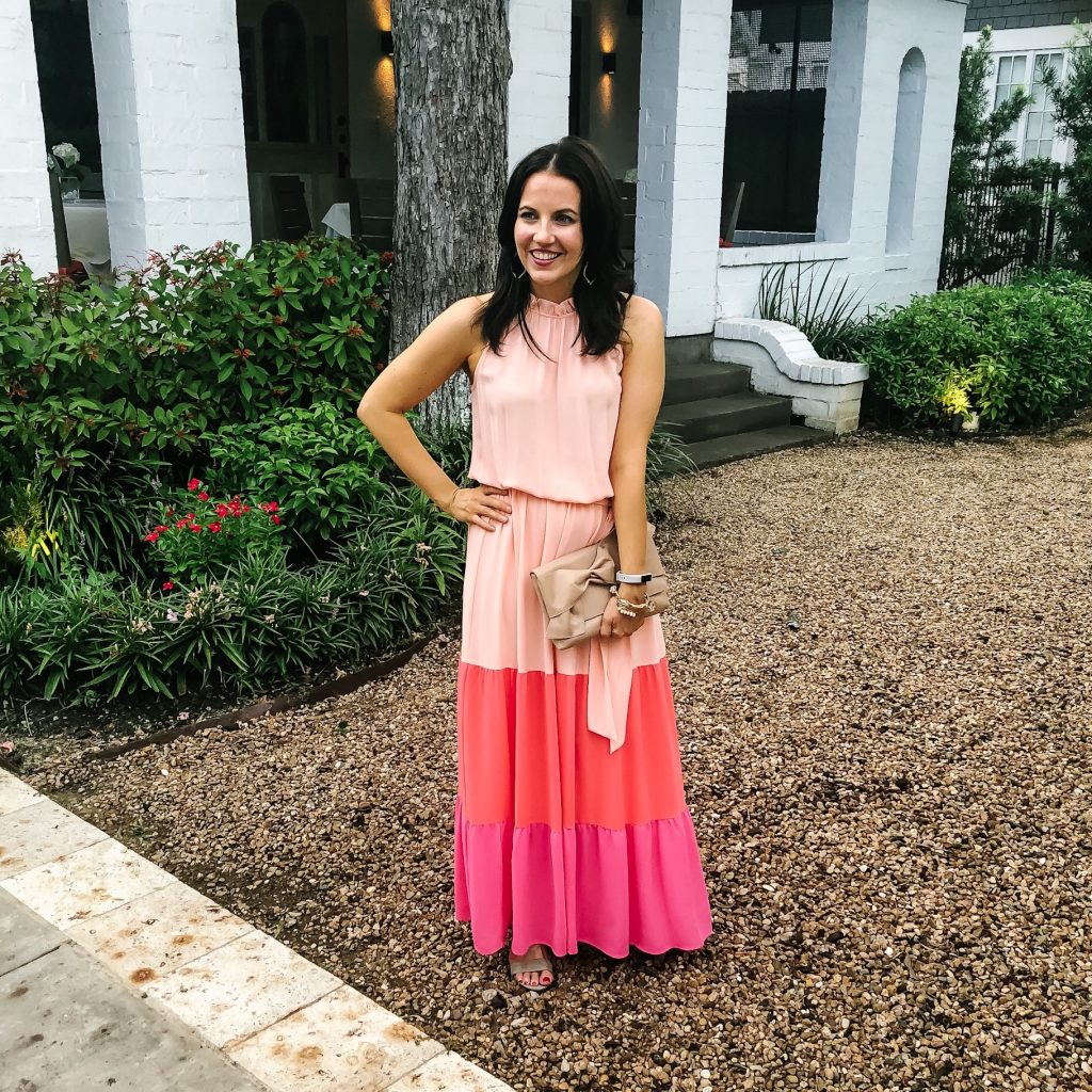 summer wedding outfit | pink ombre maxi dress | Southern Fashion Blog Lady in Violet