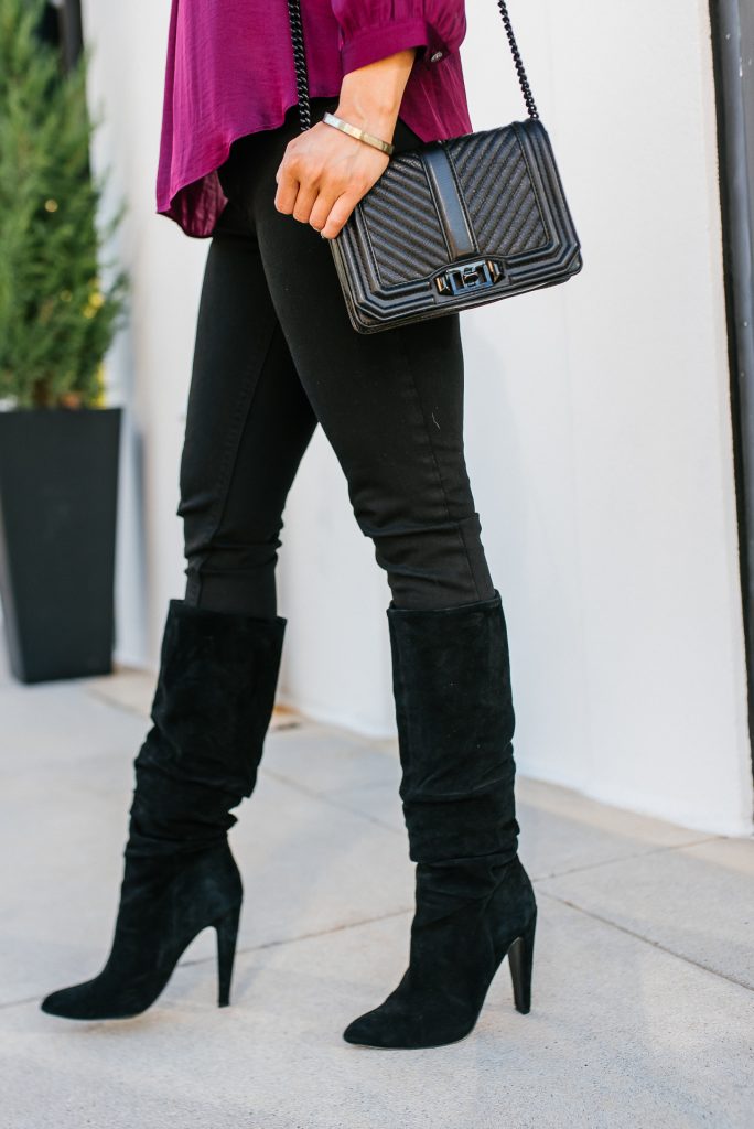 fall outfit | black slouchy boots | black leather crossbody bag | Everyday Fashion Blog Lady in Violet