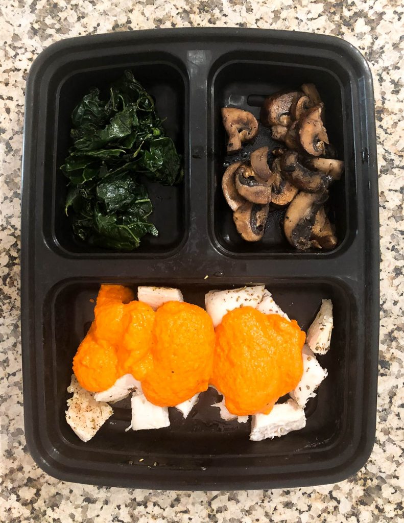 healthy lunch idea romesco chicken with sauteed kale and mushrooms | Houston Lifestyle Blog Lady in Violet