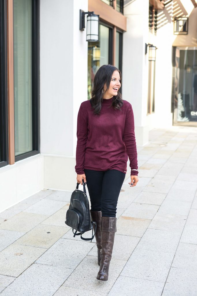 Maroon sweater with jeans sale