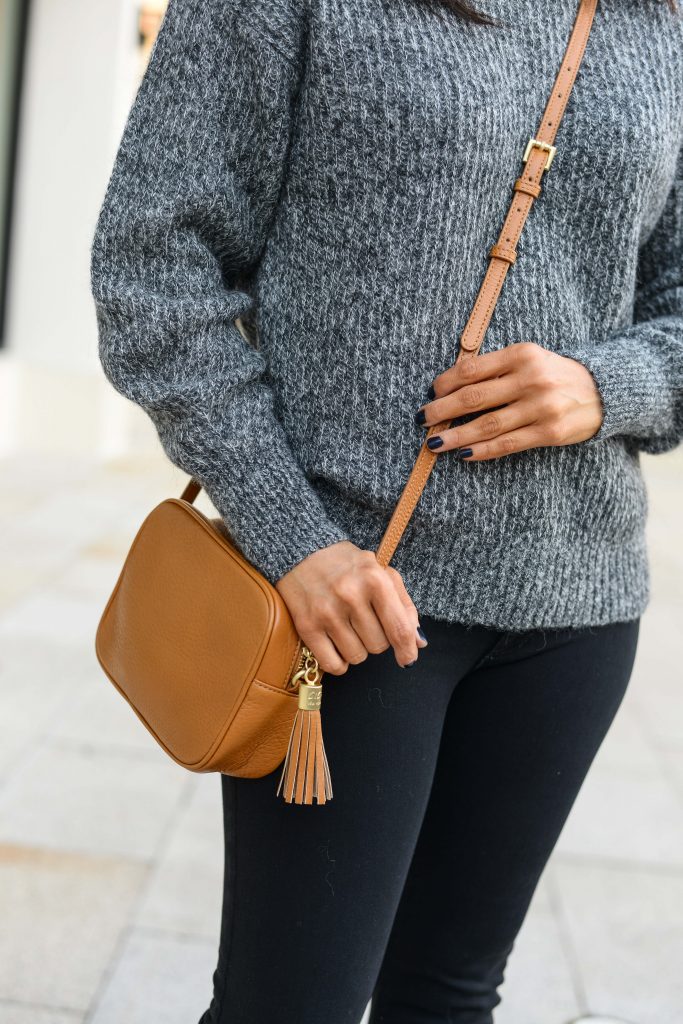 style tips on mixing brown and black | small leather crossbody bag | Popular Fashion Blog Lady in Violet