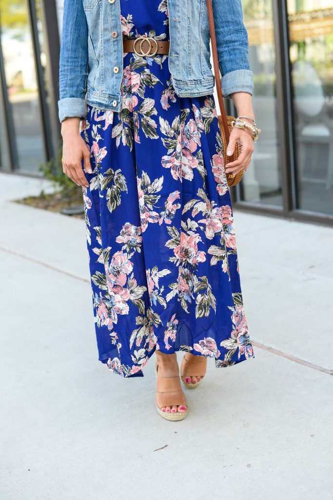 Vacation Outfit // Spring Break Dress // Halter Dress with Wedge Sandals  and Denim Jacket // What to We…