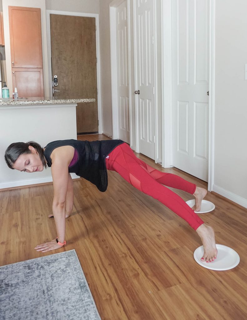 no equipment at home workout idea | pilates | paper plates workout | Popular Lifestyle Blog Lady in Violet
