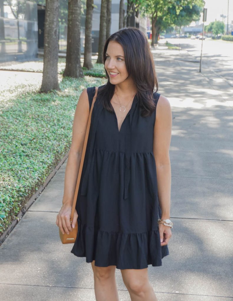 ladies black swing dress