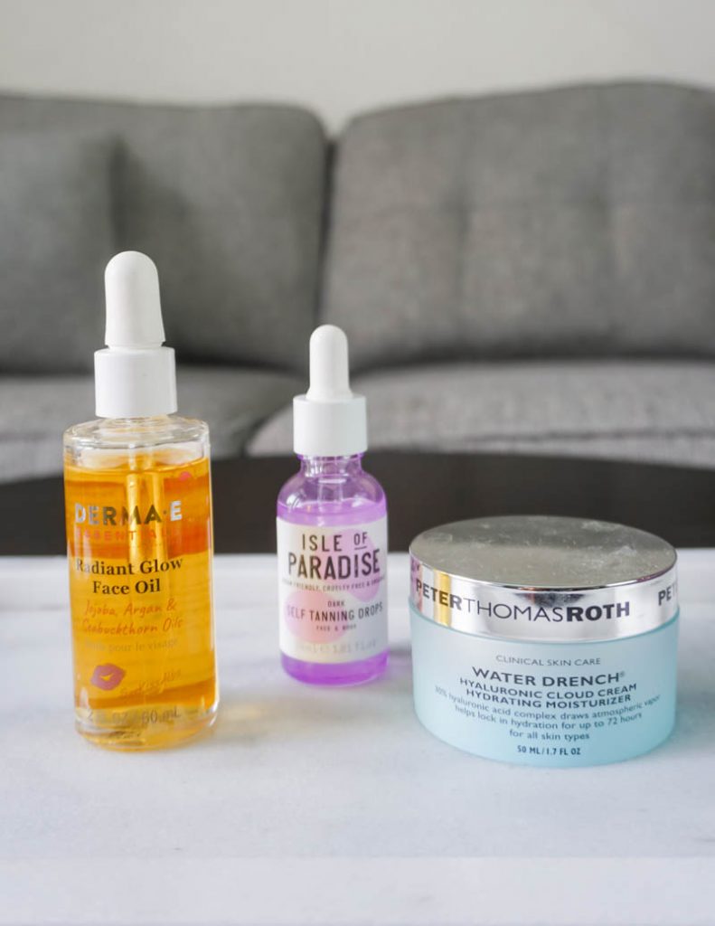 night skincare routine with face oil and tanning drops | Popular Beauty Blogger Lady in Violet