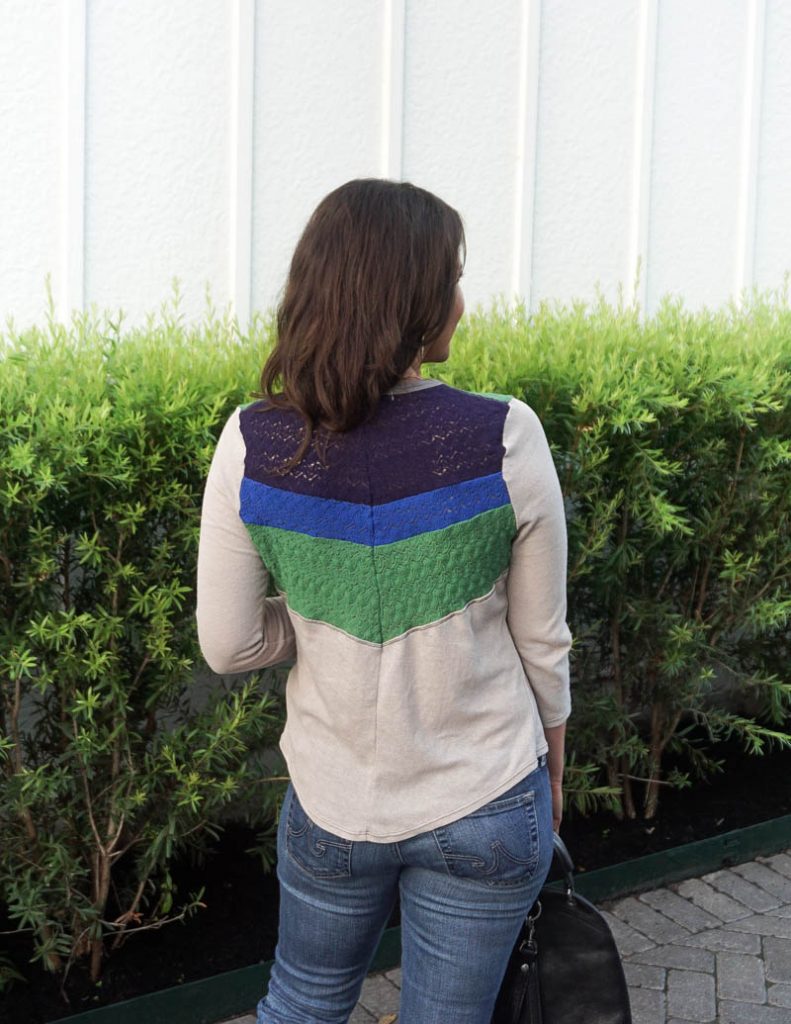 casual outfit | rainbow crochet tee with blue jeans | Texas Fashion Blog Lady in Violet