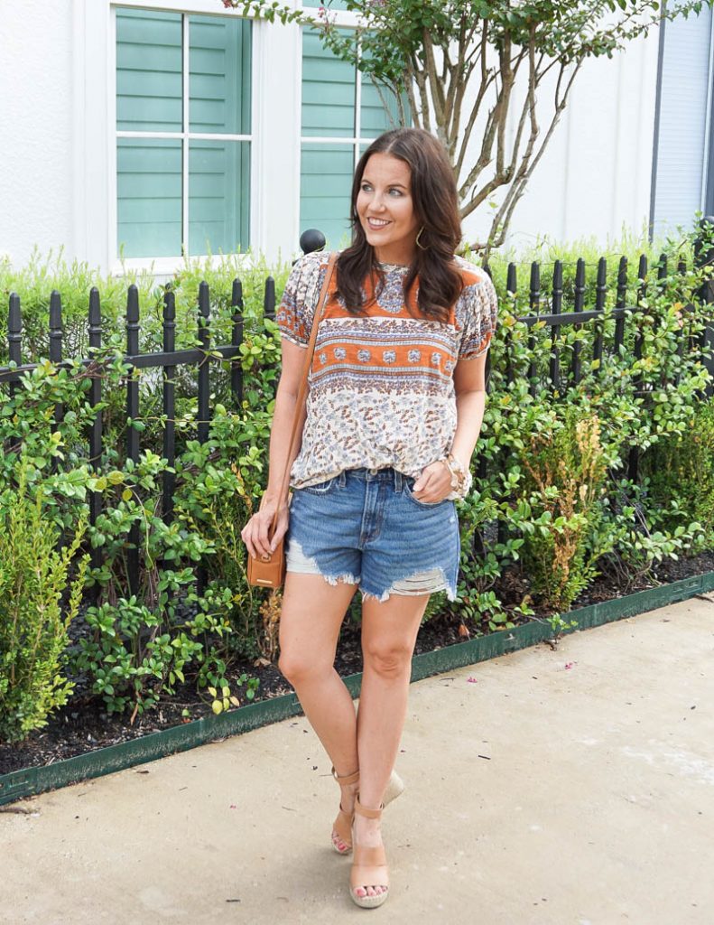 summer outfit | free people tunic | abercrombie denim shorts | Houston Fashion Blog Lady in Violet