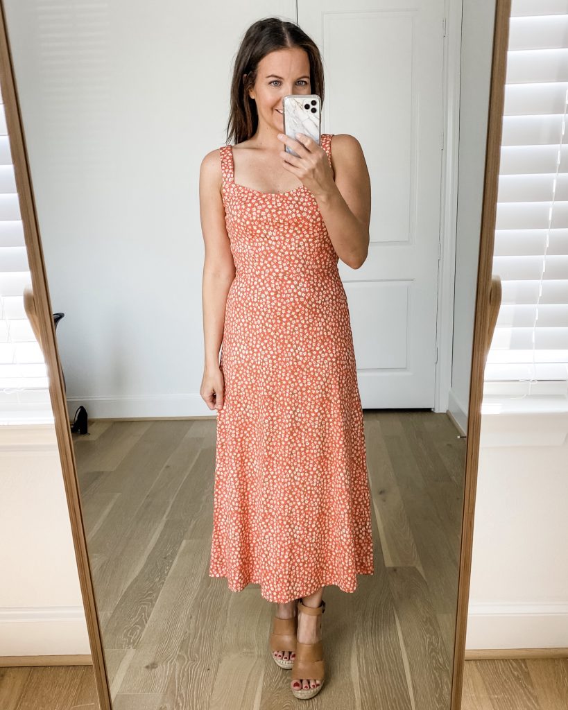 summer daytime outfit | floral print maxi sundress | wedge sandals | Texas Fashion Blog Lady in Violet