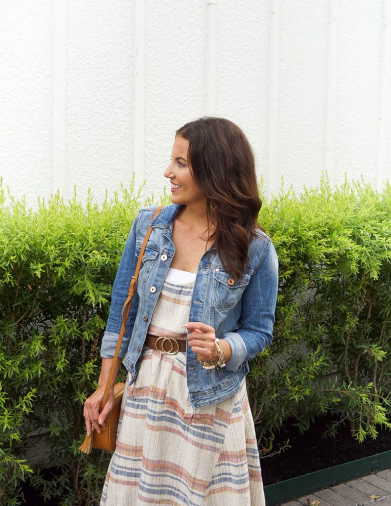 denim dress fall outfit