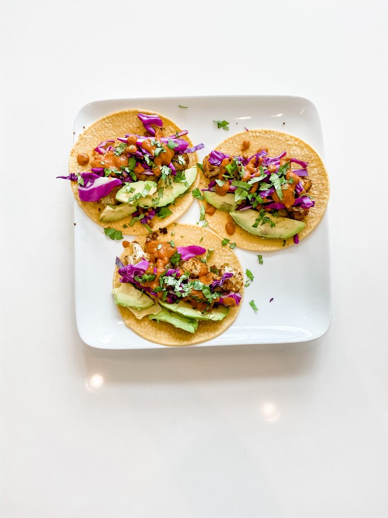 vegan cauliflower tacos | meatless monday dinner ideas | Popular Lifestyle Blog Lady in Violet