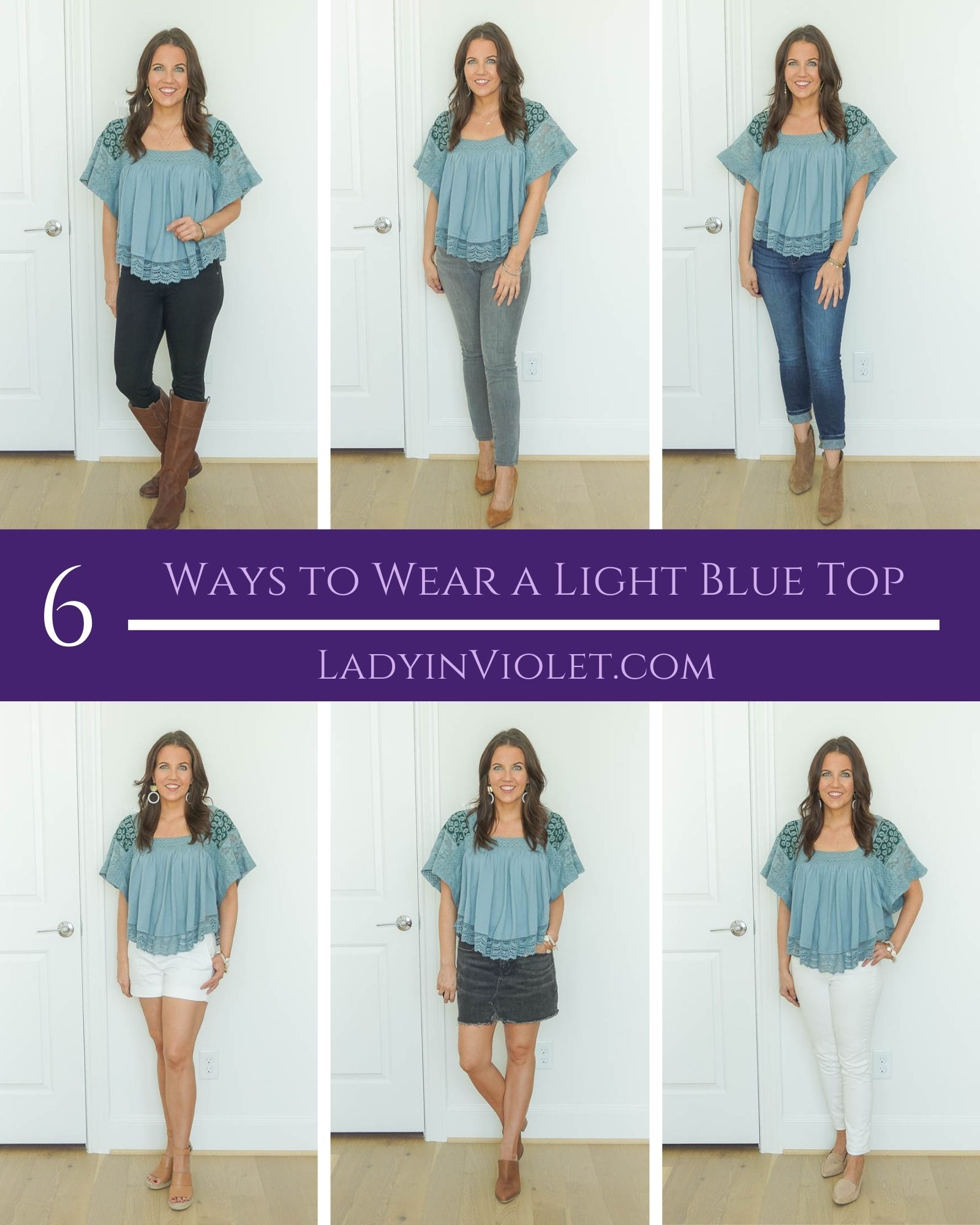 Six Ways to Wear a Light Blue Top Lady in VioletLady in Violet