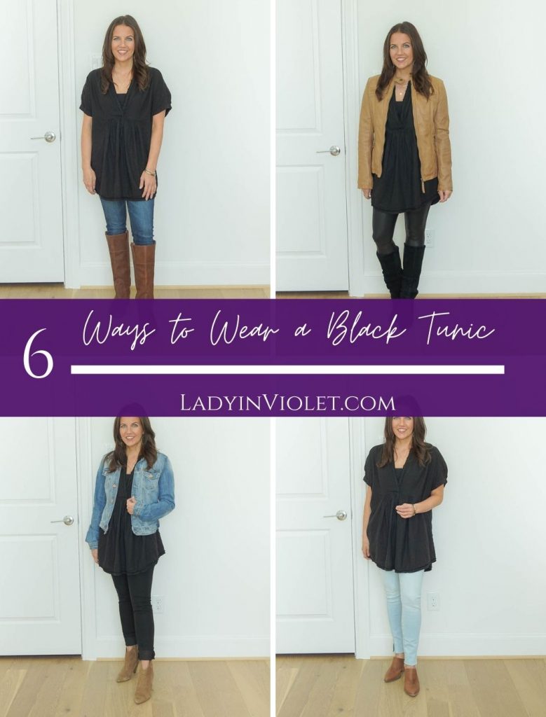 six ways to wear a black tunic in the fall | casual fall outfit ideas | popular us fashion blog Lady in Violet