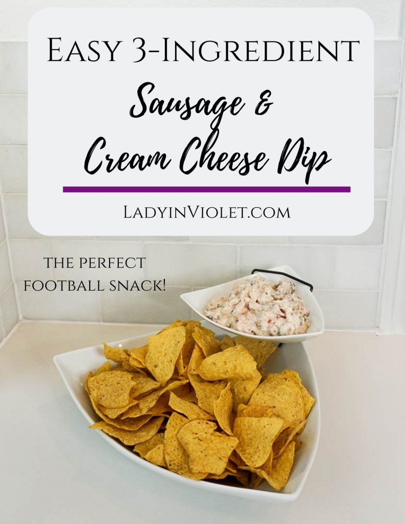 easy football party snack | 3 ingredient cream cheese and sausage dip | party appetizers | Texas Blogger Lady in Violet