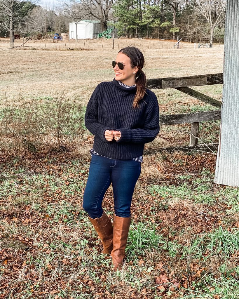 winter outfits | black sweater | brown boots | Texas Fashion Blog Lady in Violet