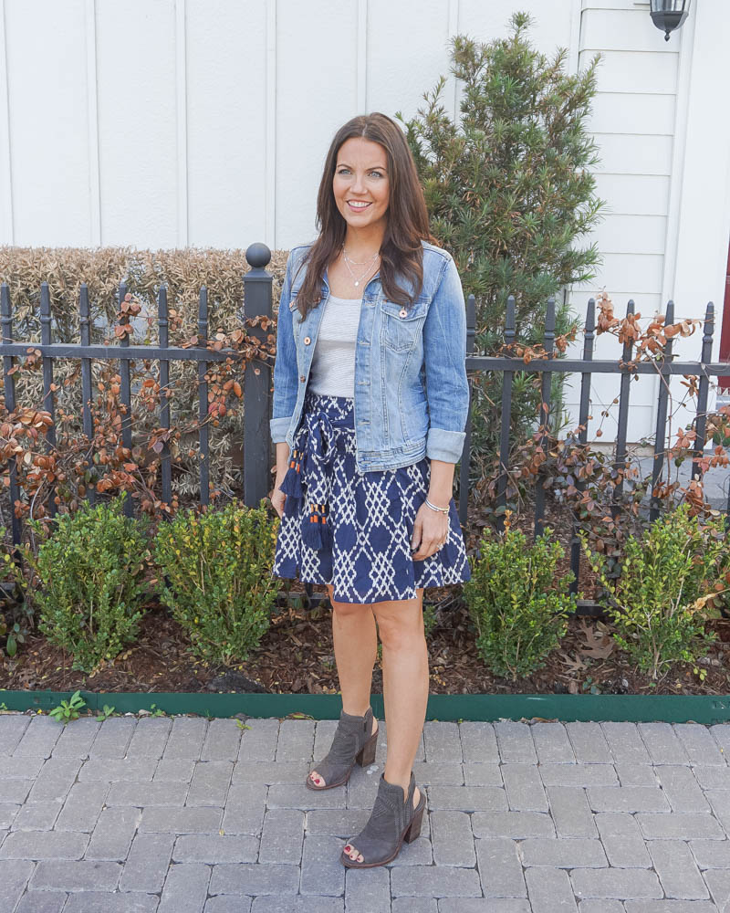 spring fashion | jean jacket | casual mini skirt | Houston Fashion Blogger Lady in Violet