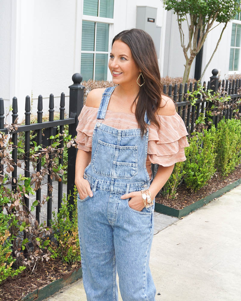summer style | how to wear overalls | off the shoulder top | Houston Fashion Blogger Lady in Violet