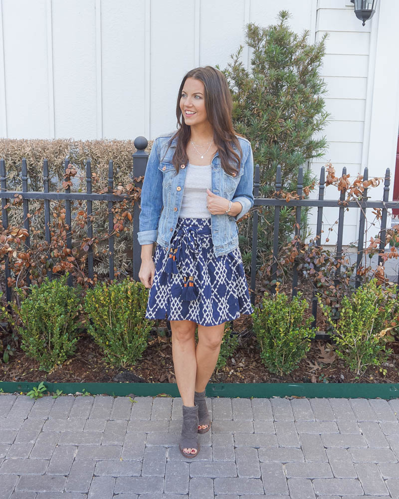 summer outfits | striped tank top | dark blue mini skirt | Top US Fashion Blog Lady in Violet