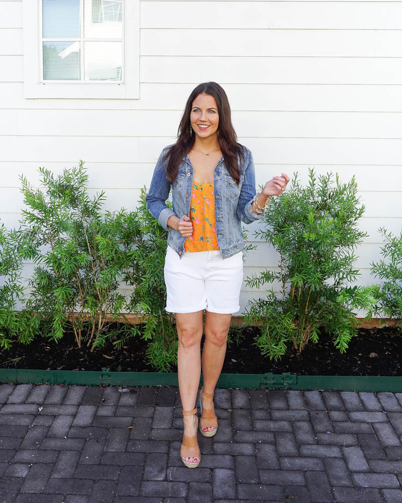 White jean outlet shorts outfit